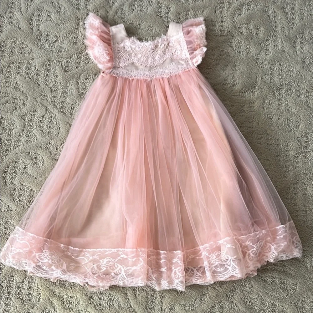 Trish Scully Child Peach Tulle Dress Size 5